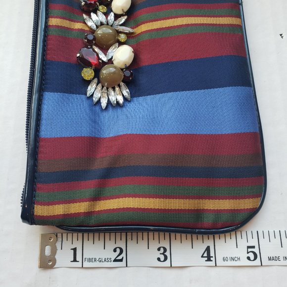 LOFT Live Love Loft Wristlet Striped with Gems Makeup/Wallet Bag - Picture 7 of 7